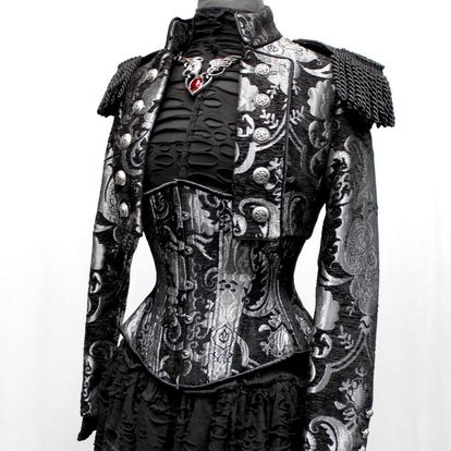 TOREADOR JACKET - BLACK AND SILVER TAPESTRY Shrine of Hollywood jacket jacket Women's Jackets