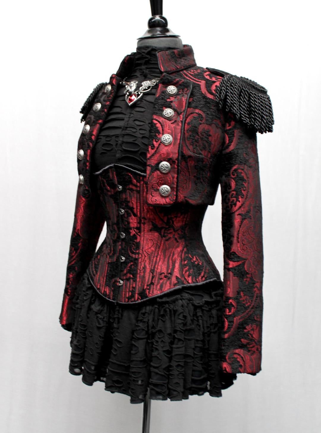 TOREADOR JACKET - RED AND BLACK TAPESTRY Shrine of Hollywood jacket best seller jacket Women's Jackets
