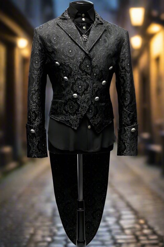 IMPERIAL TAILCOAT - BLACK EDWARDIAN BROCADE Shrine of Hollywood coat Men's Coats