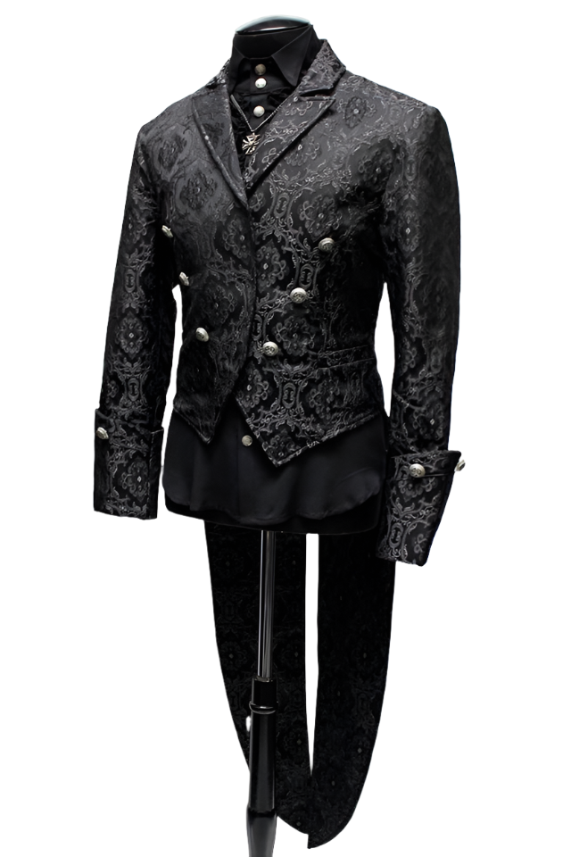 IMPERIAL TAILCOAT - BLACK EDWARDIAN BROCADE Shrine of Hollywood coat Men's Coats