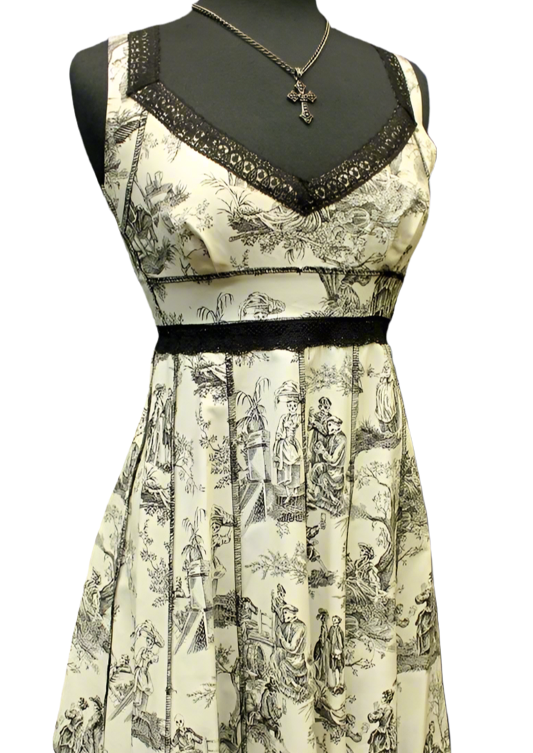 Vintage Style Cocktail Dress - Dia de Los Muertos Pastoral Print Vintage Style Cocktail Dress - Dia de Los Muertos Pastoral Print