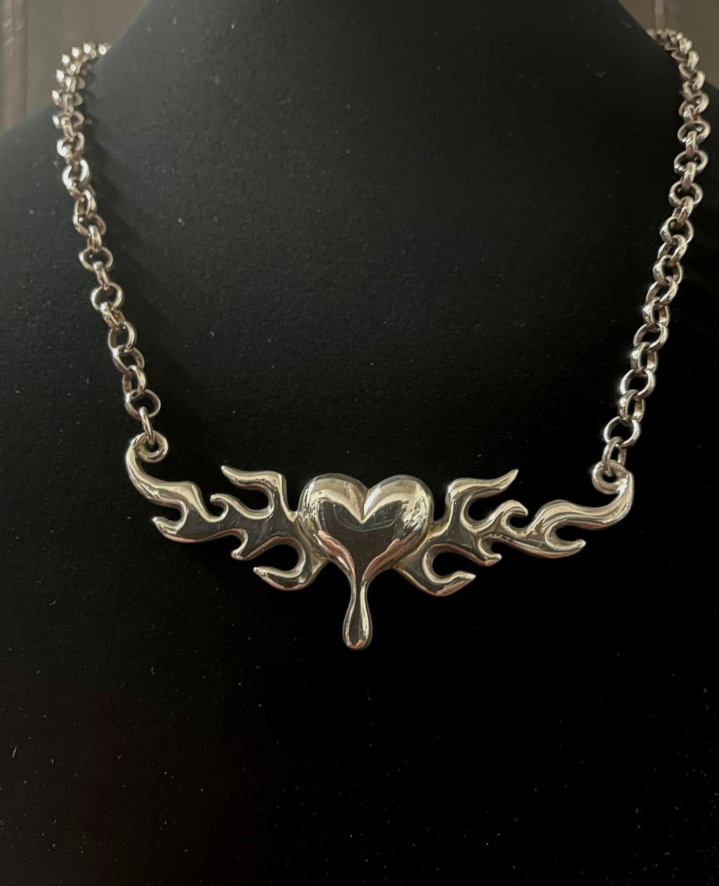 Shrine of Hollywood STERLING SILVER - FLAMING HEART NECKLACE - jewelry Jewelry - Necklaces and Chokers necklace