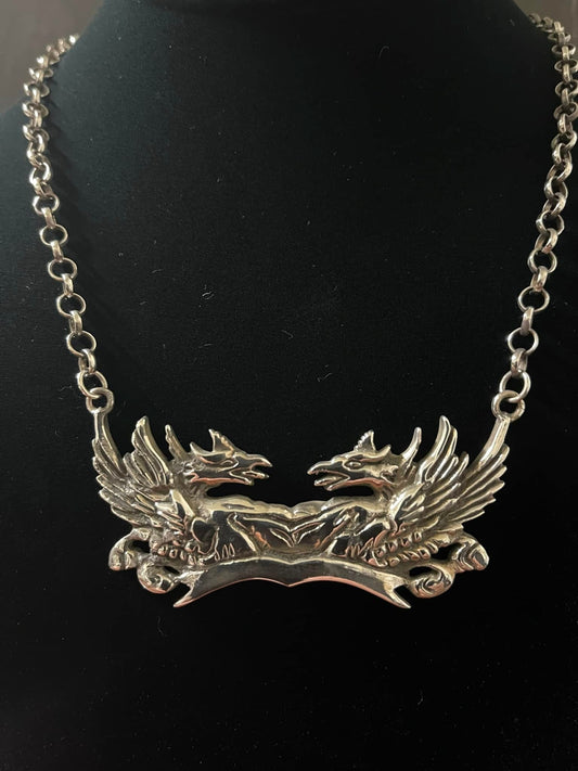 STERLING SILVER - DOUBLE DRAGON Shrine of Hollywood Jewelry - necklace jewelry Jewelry - Necklaces and Chokers necklace