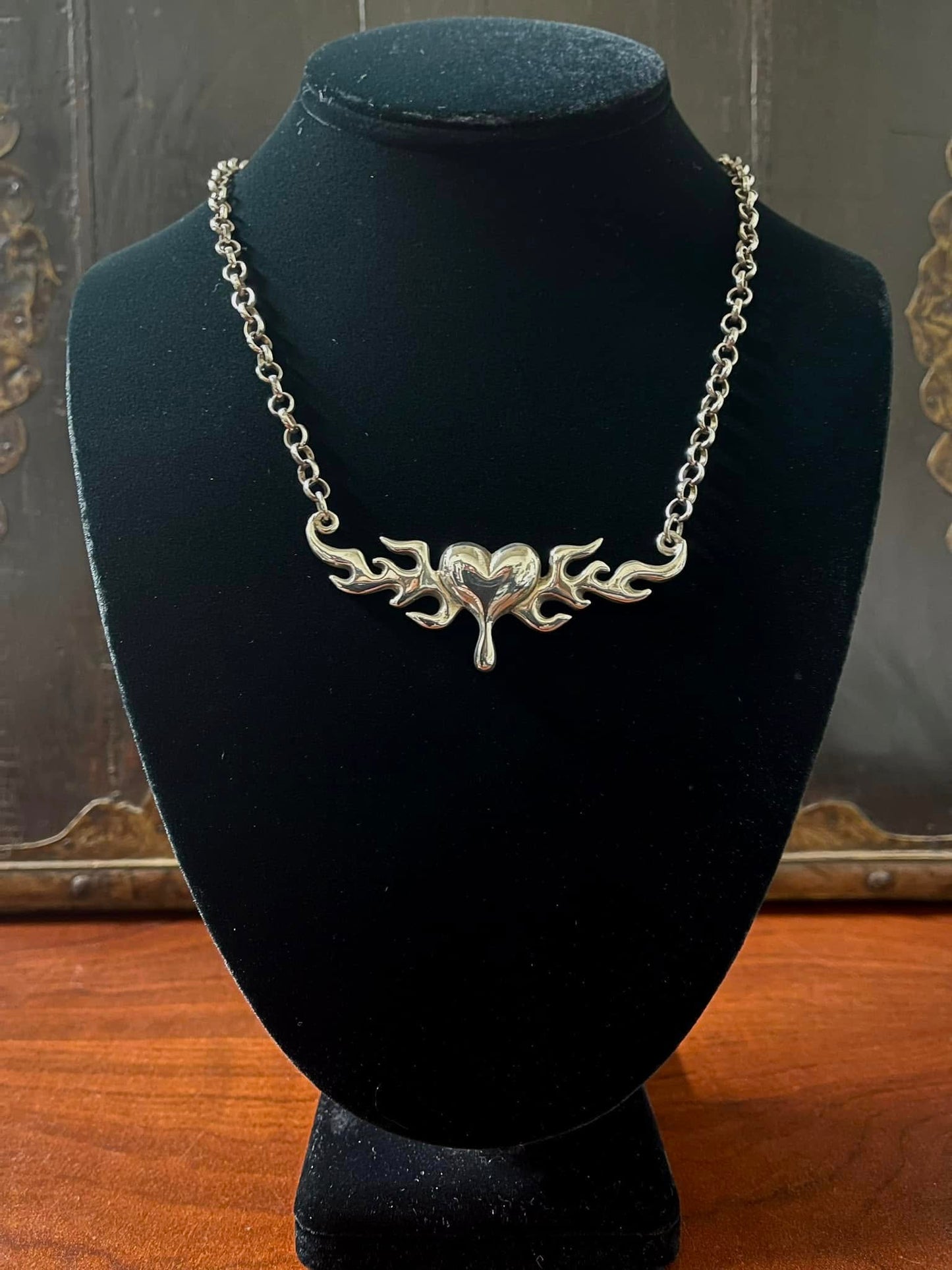 Shrine of Hollywood STERLING SILVER - FLAMING HEART NECKLACE - jewelry Jewelry - Necklaces and Chokers necklace