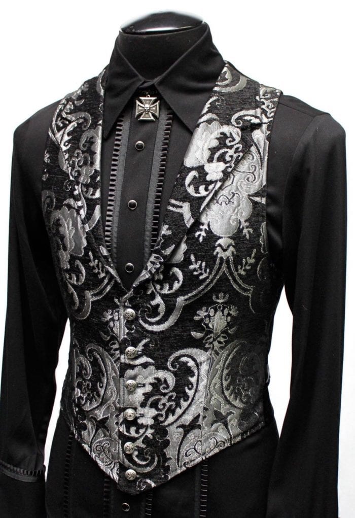 TUX SHIRT - BLACK w/ BLACK TRIM Shrine of Hollywood shirt black dress shirt Men's Shirts shirt tux