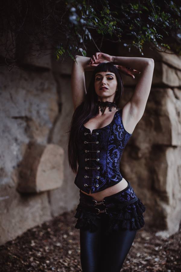 PIN BODICE - PURPLE/BLACK TAPESTRY Shrine of Hollywood women's corset top Women's corset tops