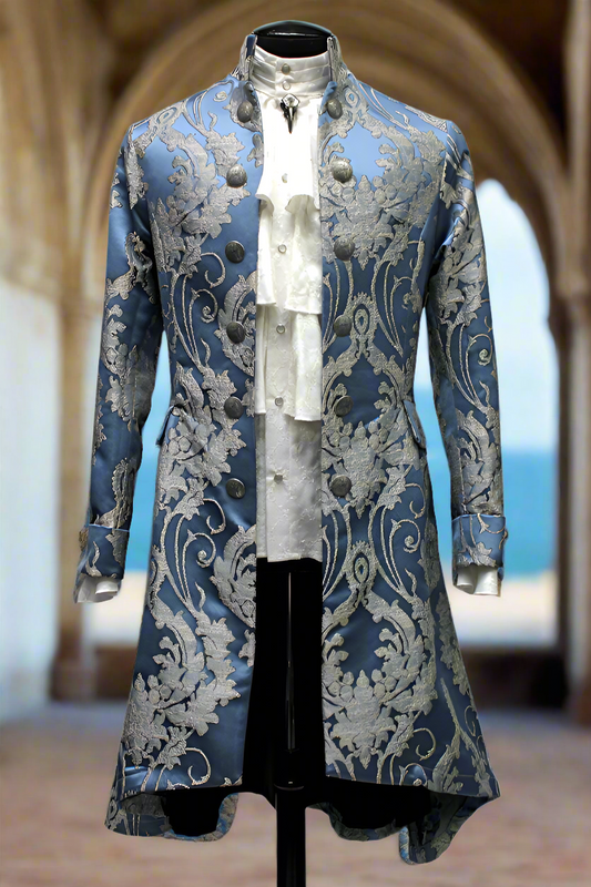 ORDER OF THE DRAGON COAT - ICE BLUE BROCADE Shrine of Hollywood coat Men's Coats