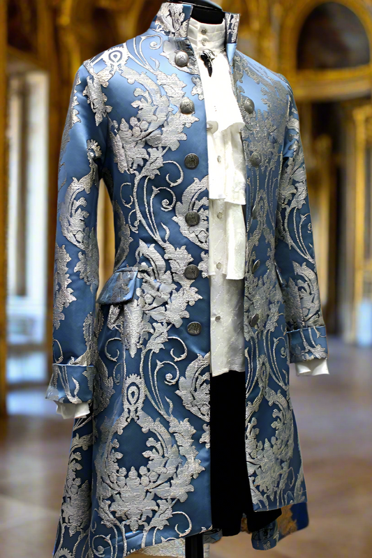 ORDER OF THE DRAGON COAT - ICE BLUE BROCADE Shrine of Hollywood coat Men's Coats