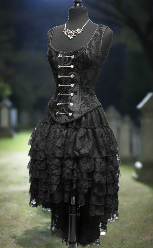 PIN BODICE - BLACK TAPESTRY Shrine of Hollywood corset top Women's Tops