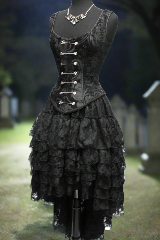 PIN BODICE - BLACK TAPESTRY Shrine of Hollywood corset top Women's Tops