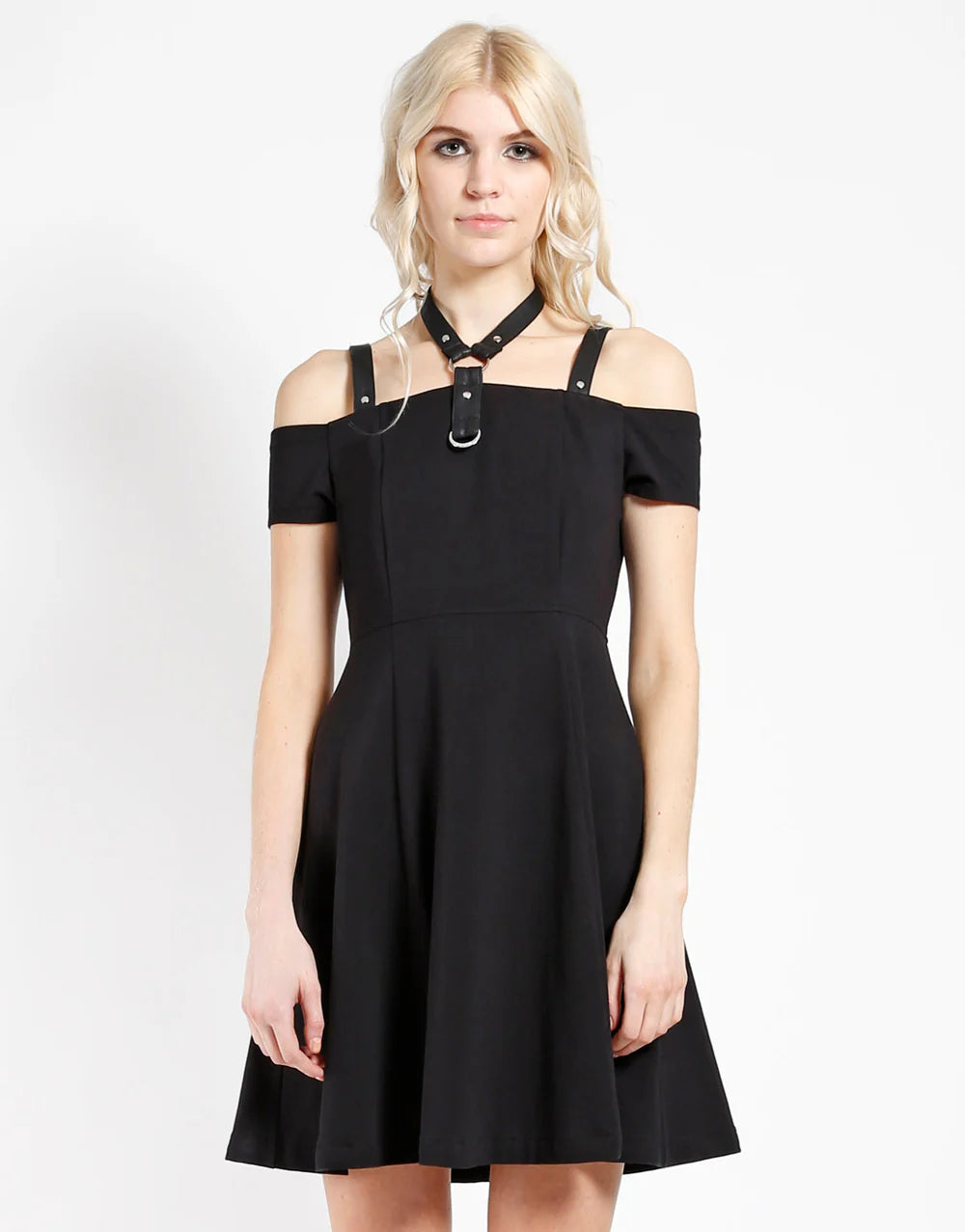 HARNESS DRESS - BLACK STRETCH COTTON Shrine of Hollywood dress Dresses Goth dresses Punk Dresses