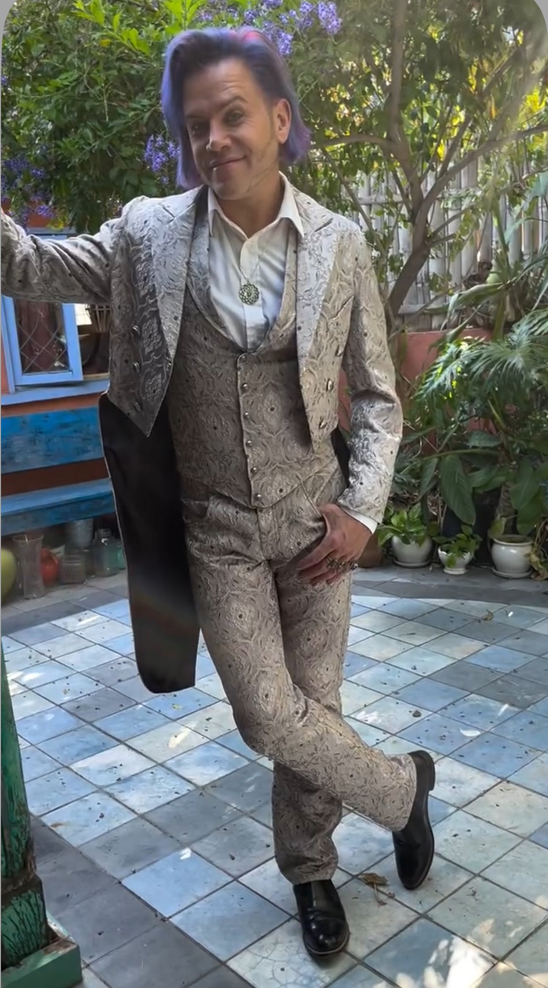 Shrine of Hollywood MONTE CRISTO TAILCOAT - SILVER BROCADE Men's Coats