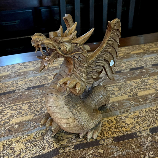 CARVED WOODEN DRAGON Shrine of Hollywood Decor decor statue Treasures and Relics