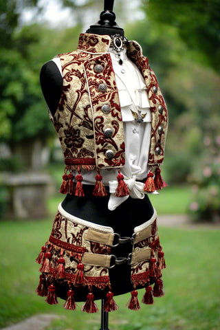 TASSEL SKIRT - BURGUNDY/IVORY