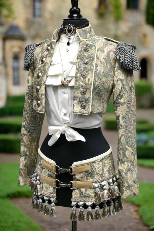 TASSEL SKIRT - GREEN/IVORY Shrine of Hollywood Skirt Skirts steampunk tapestry