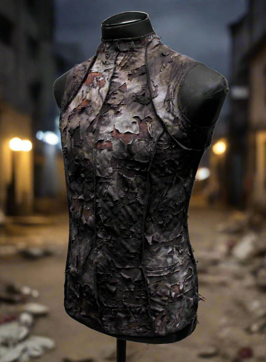 MEN'S FUTURE SHOCK SLEEVELESS T-SHIRT - GREY ZOMBIE Shrine of Hollywood shirt apocalyptic Cyber punk Cyber Tops decayed future futuristic goth gothic grey madmax Men's T-Shirts punk sleeveless T-shirt underground wasteland zombie