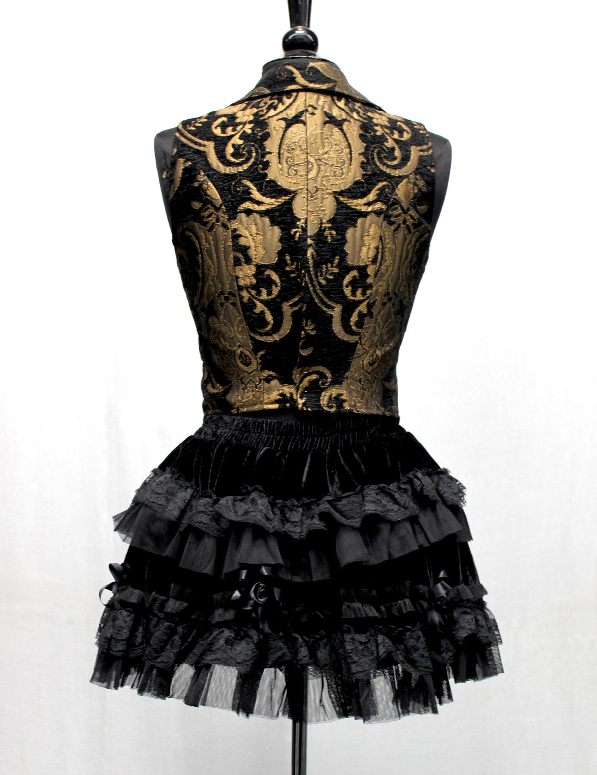 MARDI GRAS SKIRT - BLACK VELVET Shrine of Hollywood Skirt Skirts Victorian Skirt