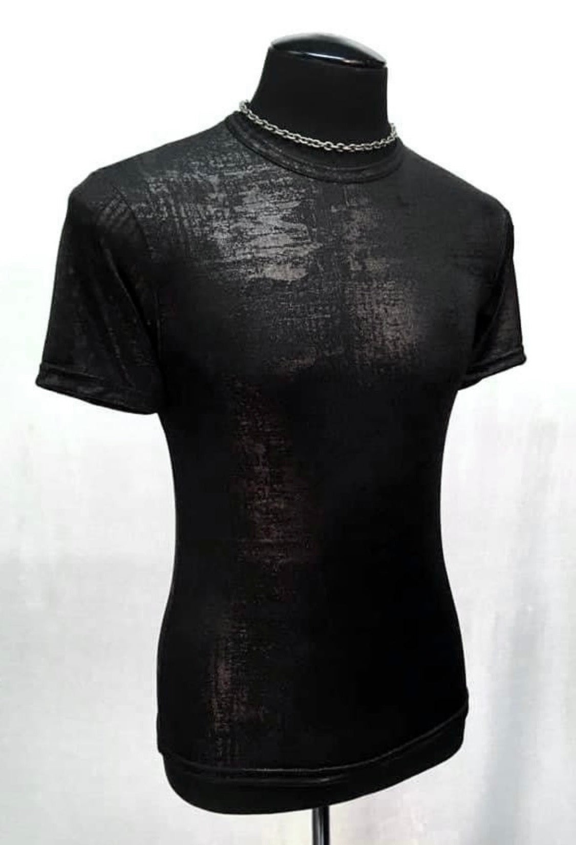 Shrine of Hollywood MEN'S SHORT SLEEVE TEE - METALLIC - BLACK black club cyber Men's T-Shirts metallic short sleeve T-shirt