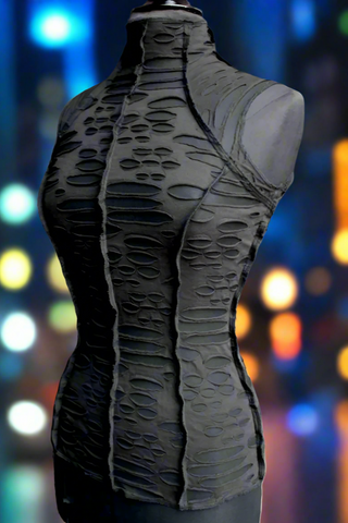 WASTELAND TOP - Black Decayed Fabric