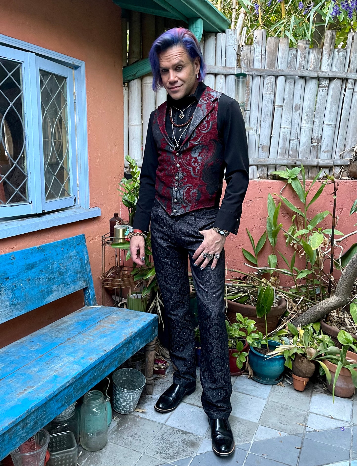 ARISTOCRAT VEST - BURGUNDY/GREY Shrine of Hollywood vest burgundy goth gothic Men's Vests red steampunk vampire vest victorian wedding