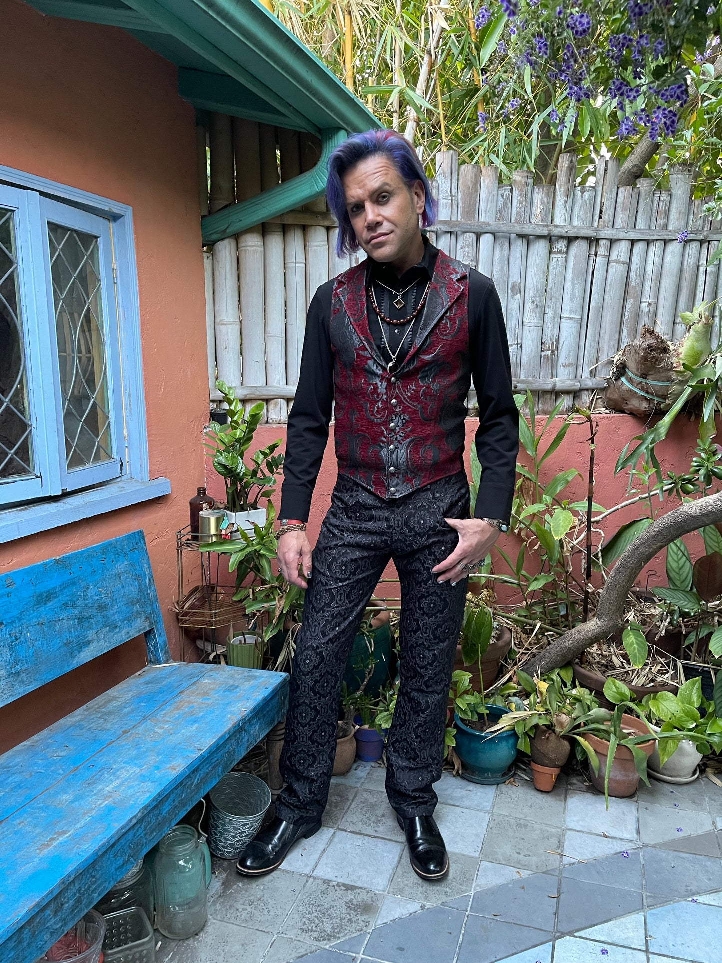 ARISTOCRAT VEST - BURGUNDY/GREY Shrine of Hollywood vest burgundy goth gothic Men's Vests red steampunk vampire vest victorian wedding