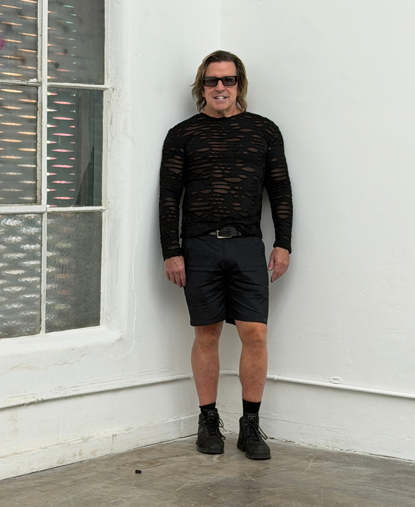 MEN'S LONG SLEEVE TEE - DECAYED FABRIC - BLACK Shrine of Hollywood shirt apocalyptic black burning man decayed industrial long sleeve Men's T-Shirts new rave shirt steampunk underground wasteland zombie