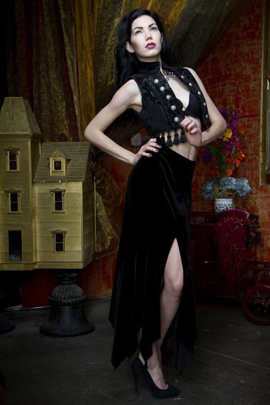 TOREADOR VEST - BLACK TAPESTRY Shrine of Hollywood top Women's corset tops