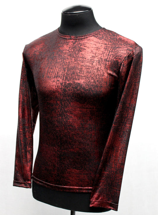 MEN'S LONG SLEEVE TEE - METALLIC RED FABRIC Shrine of Hollywood shirt Men's T-Shirts