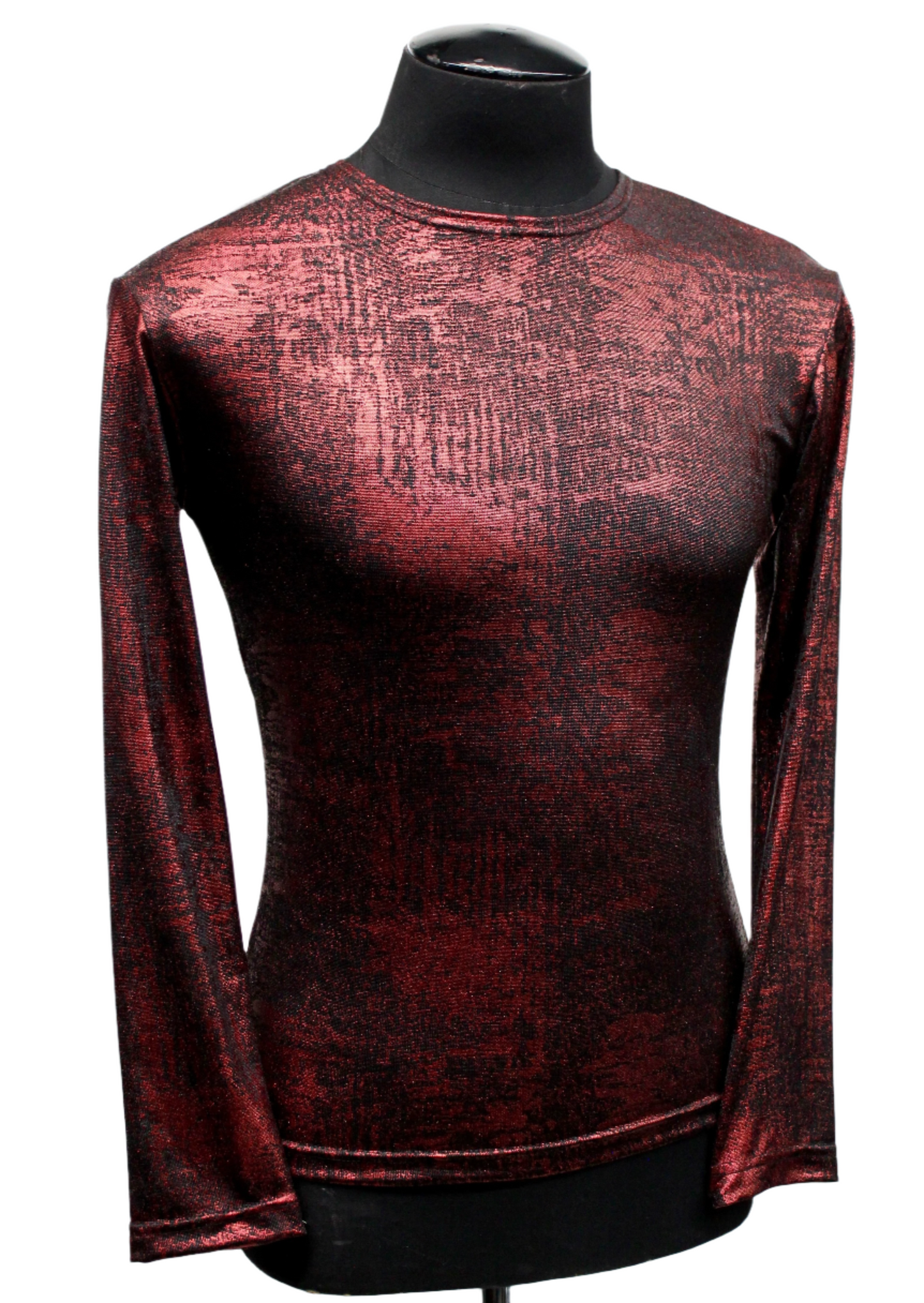 MEN'S LONG SLEEVE TEE - METALLIC RED FABRIC Shrine of Hollywood shirt Men's T-Shirts