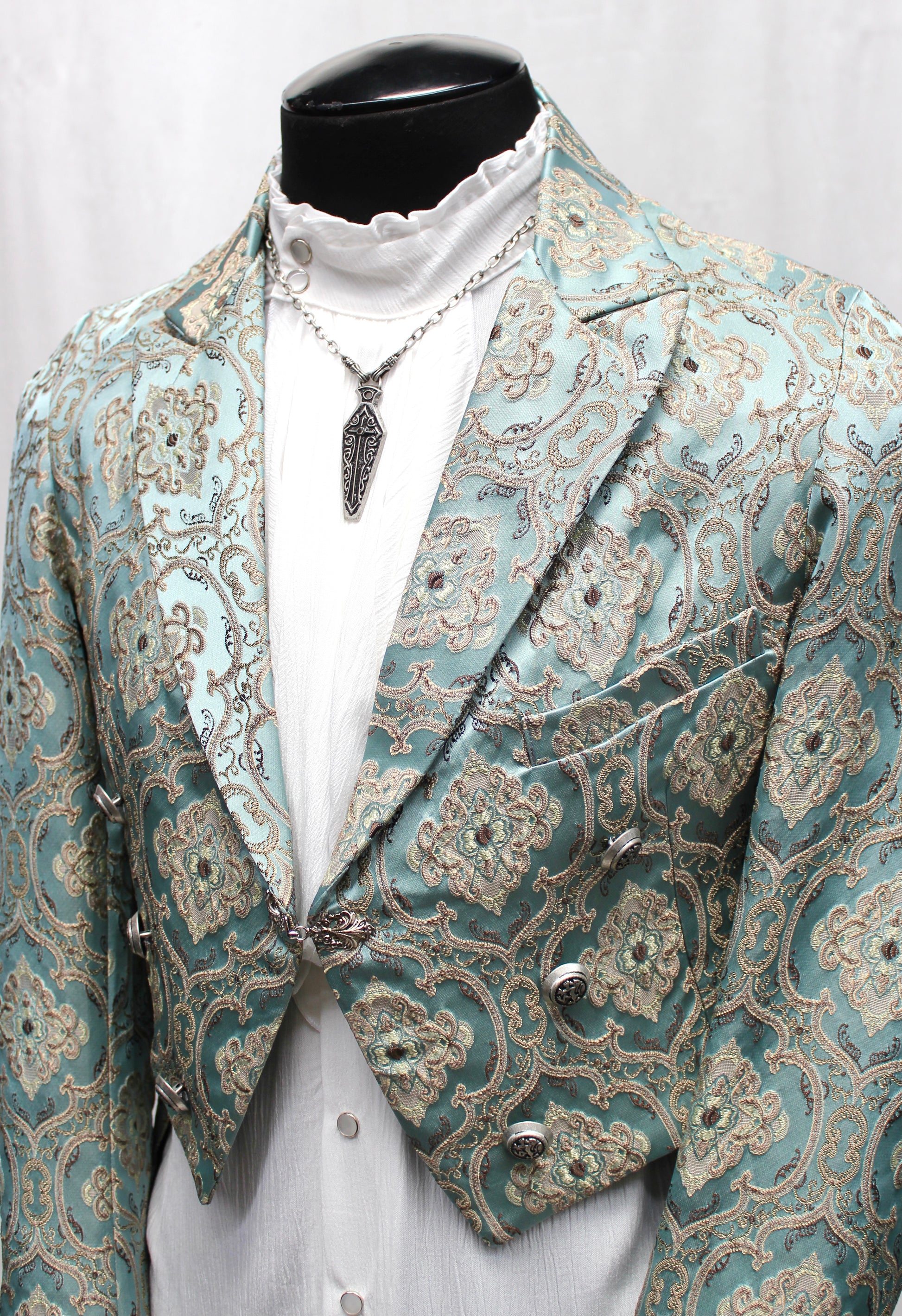 MONTE CRISTO TAILCOAT - GREEN BROCADE Shrine of Hollywood coat Men's Coats
