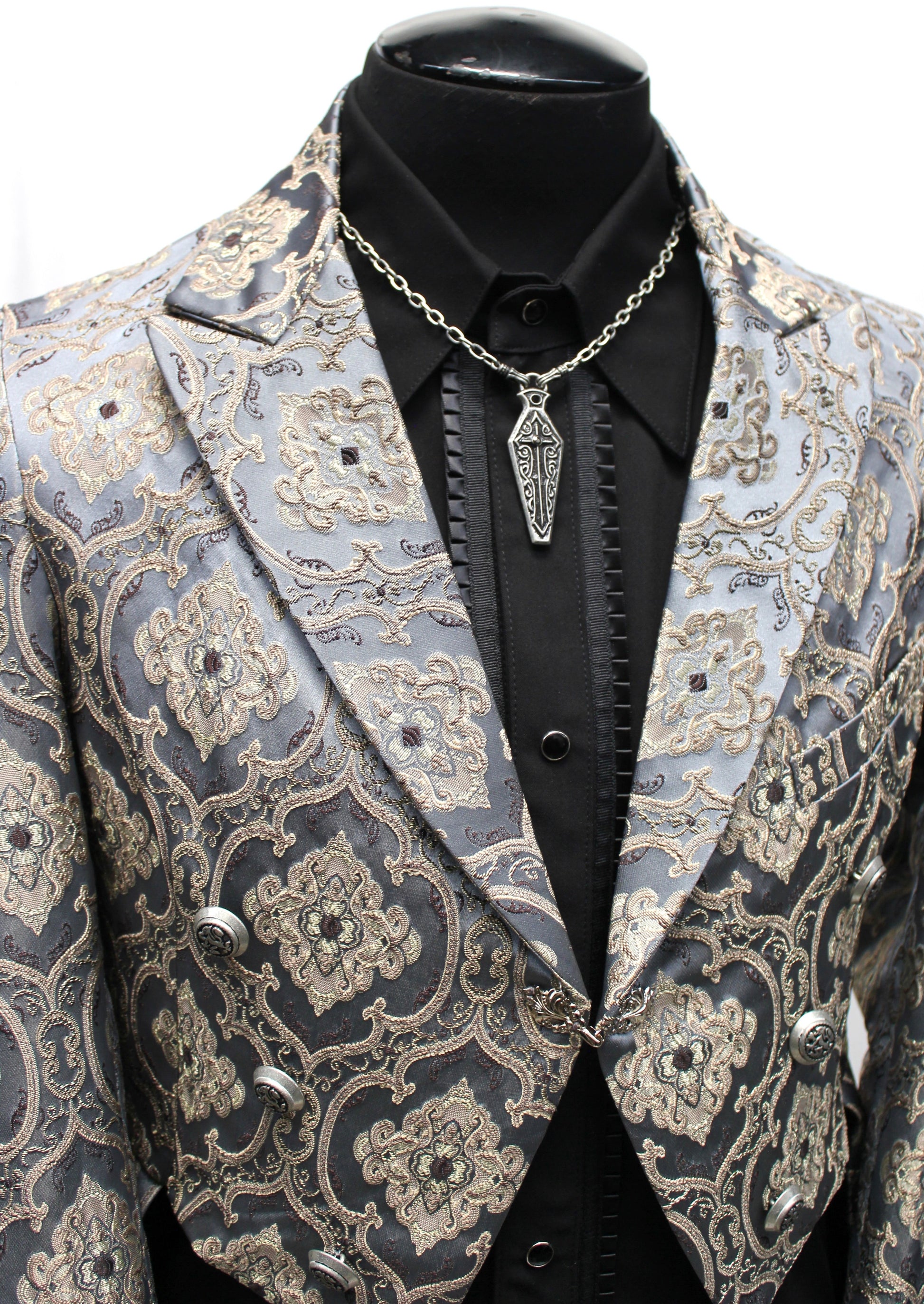 MONTE CRISTO TAILCOAT - BLUE BROCADE Shrine of Hollywood coat Men's Coats