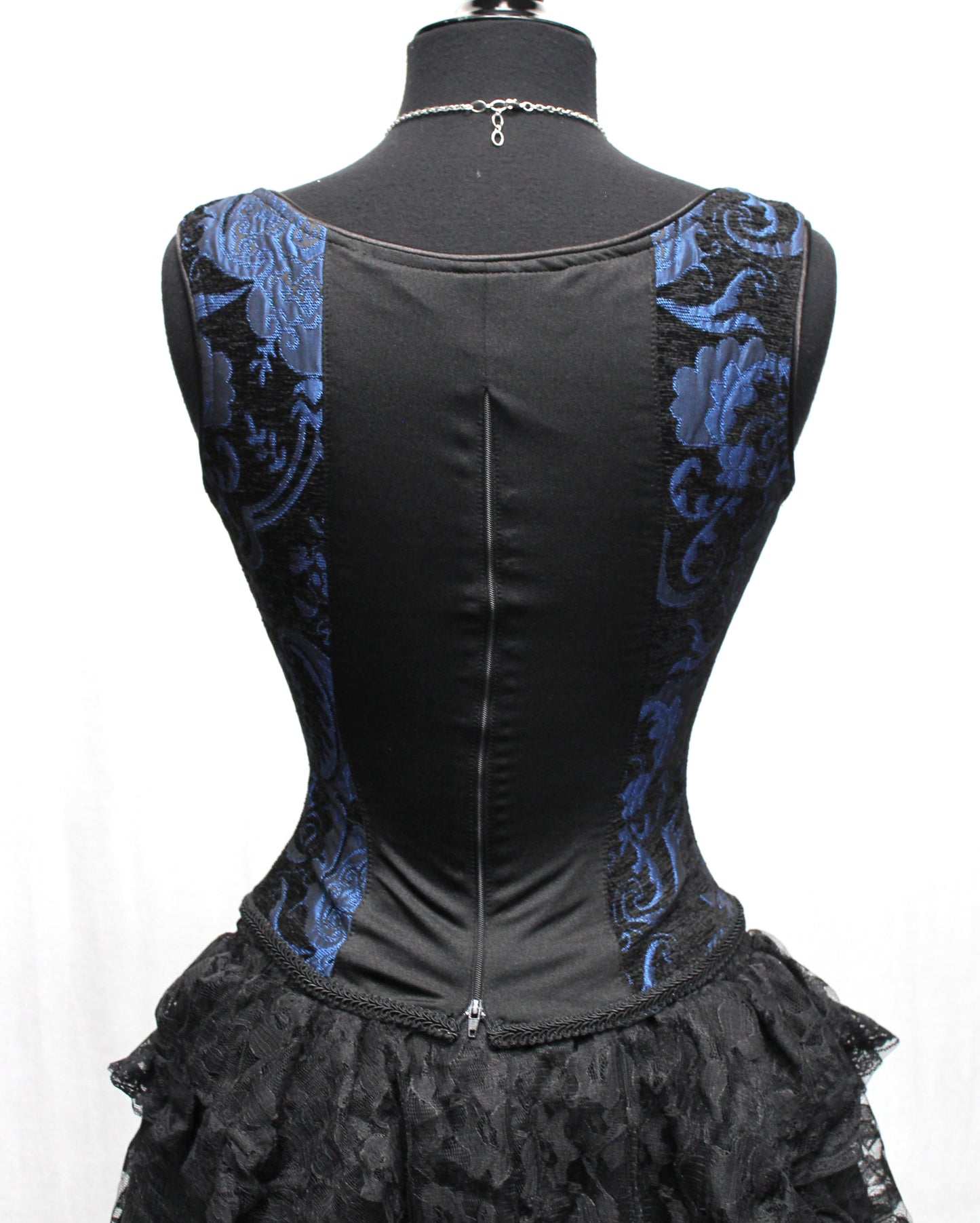 PIN BODICE - BLUE AND BLACK TAPESTRY Shrine of Hollywood corset top corset Women's corset tops Women's Corsets