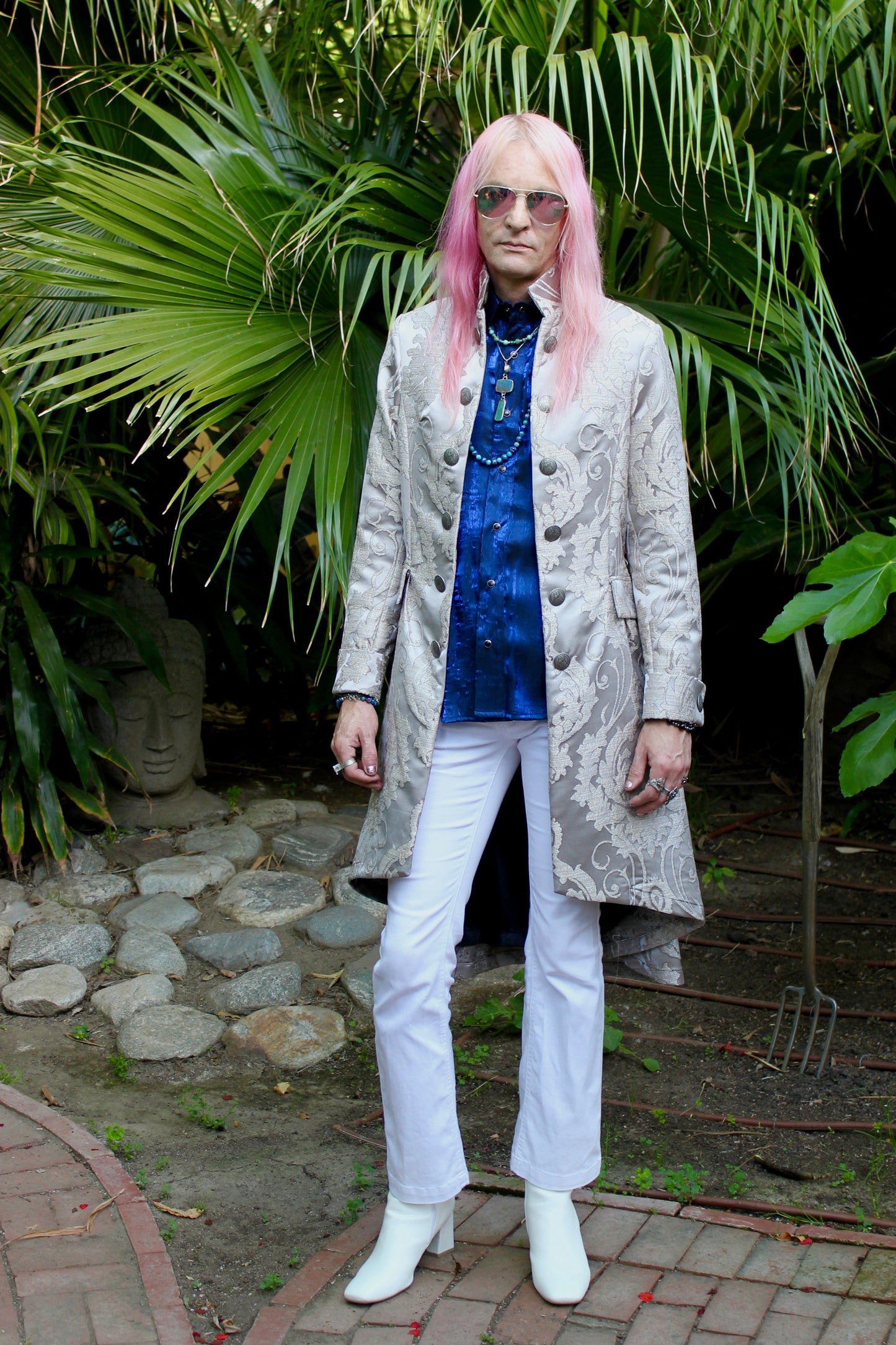 ORDER OF THE DRAGON COAT - SILVER BROCADE Shrine of Hollywood coat Men's Coats