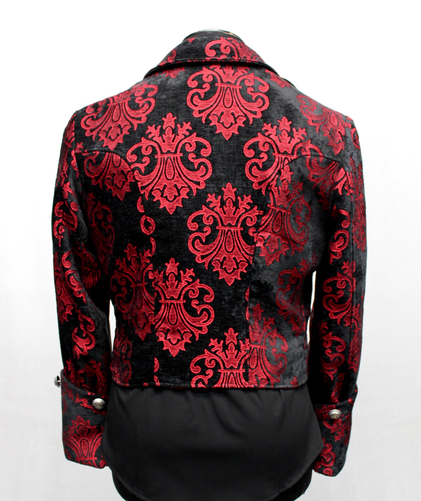 IMPERIAL JACKET - RED ON BLACK VELVET BROCADE Shrine of Hollywood coat brocade formal goth gothic jacket long sleeve Men's Jackets new tapestry vampire victorian