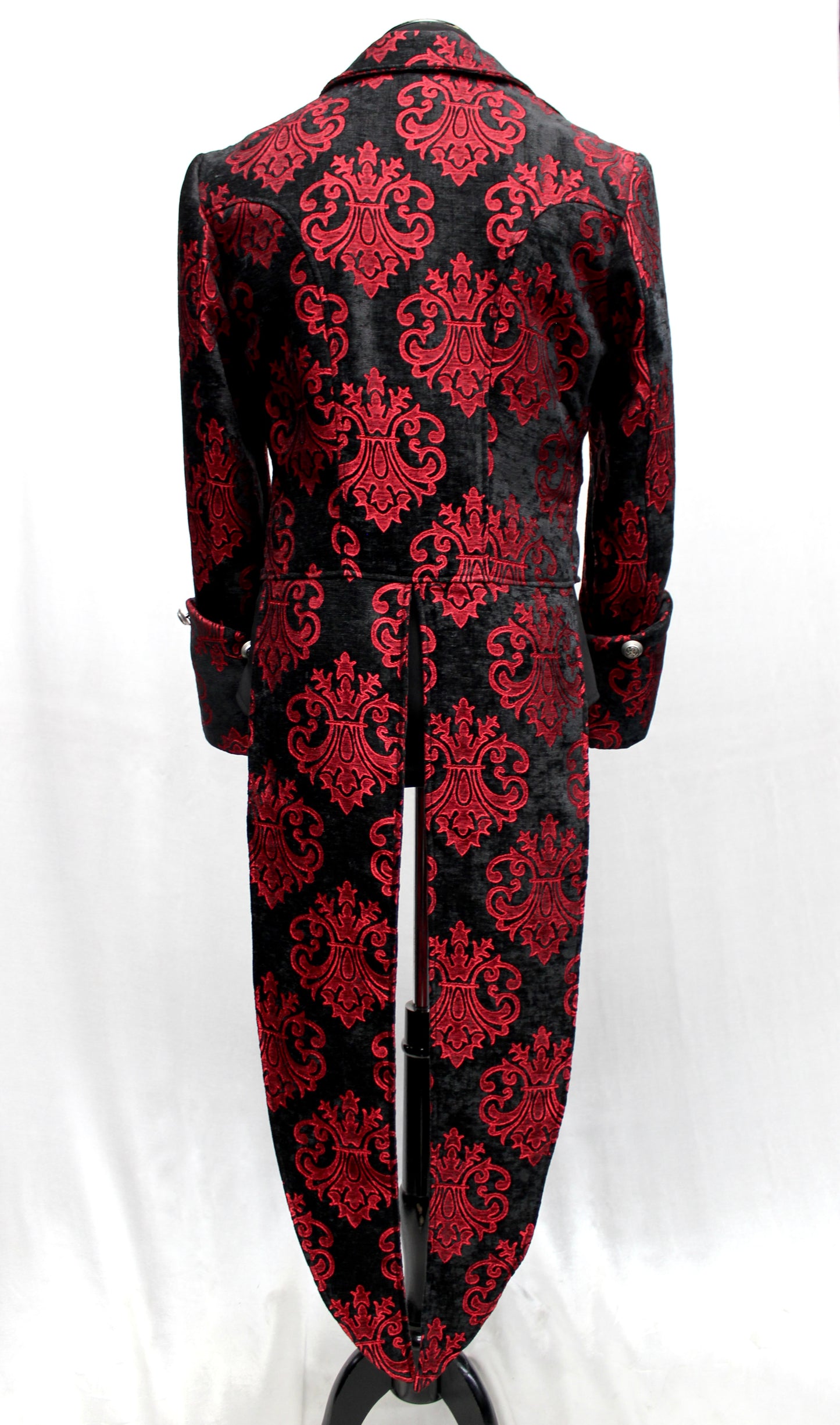 Shrine of Hollywood IMPERIAL TAILCOAT - RED ON BLACK VELVET BROCADE Men's Coats tailcoat tails