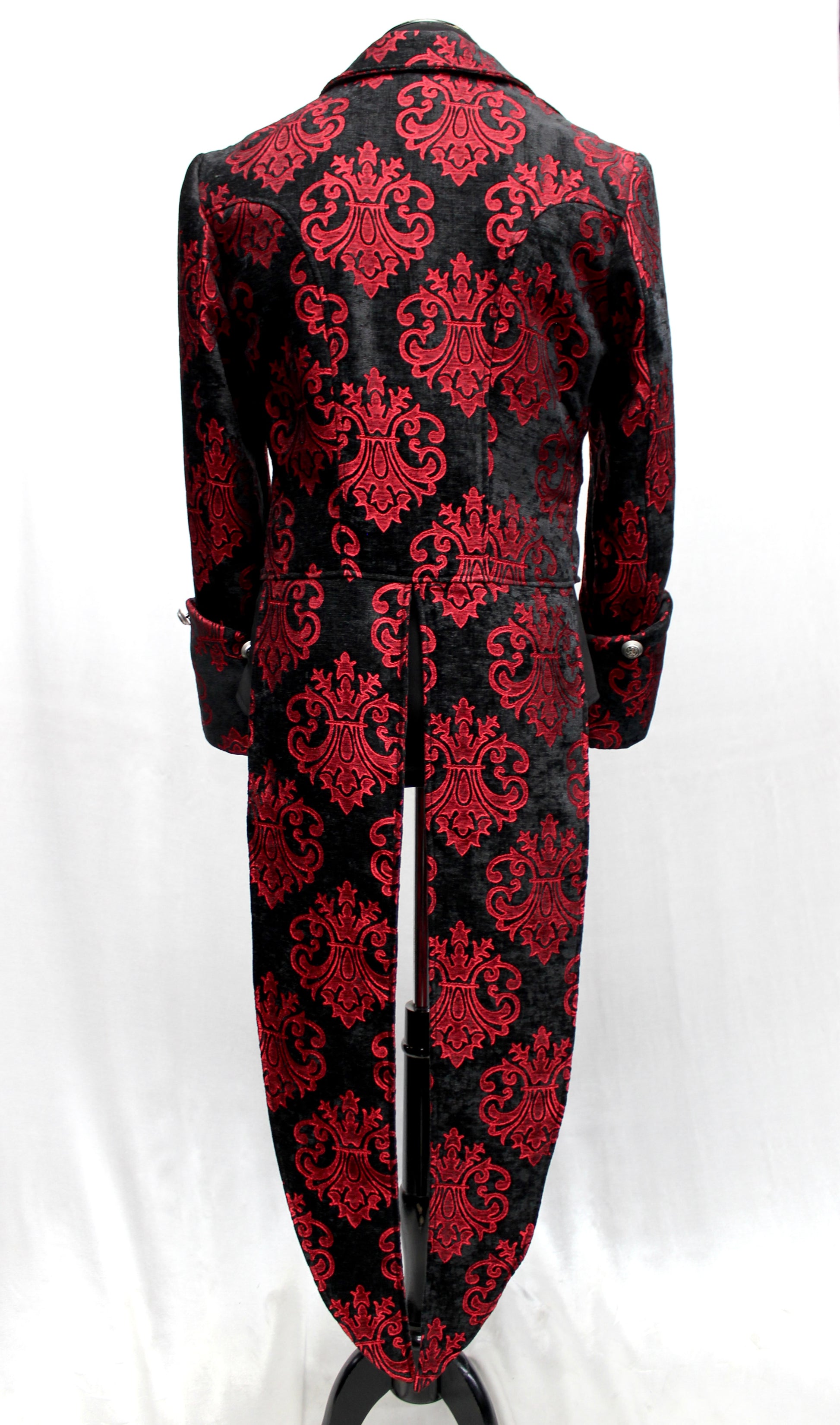 IMPERIAL TAILCOAT - RED ON BLACK VELVET BROCADE Shrine of Hollywood coat Men's Coats tailcoat tails