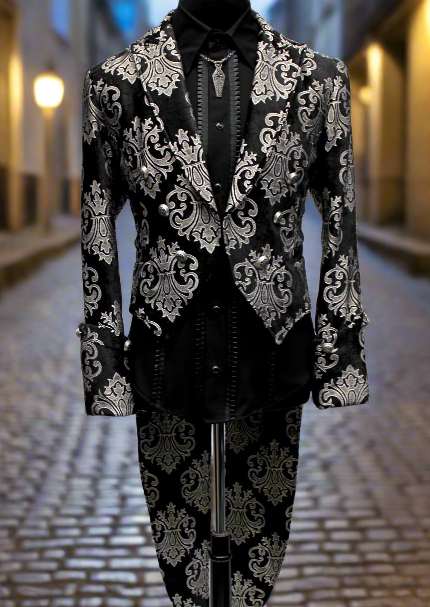IMPERIAL TAILCOAT SILVER ON BLACK BROCADE1