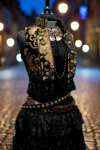 TOREADOR VEST - GOLD/BLACK TAPESTRY
