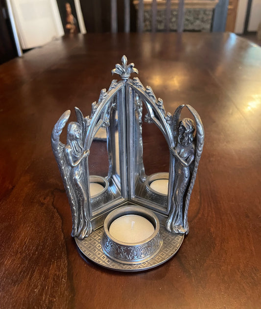GOTHIC ANGELS TEA LIGHT MIRROR Shrine of Hollywood Gothic Mirror Treasures and Relics