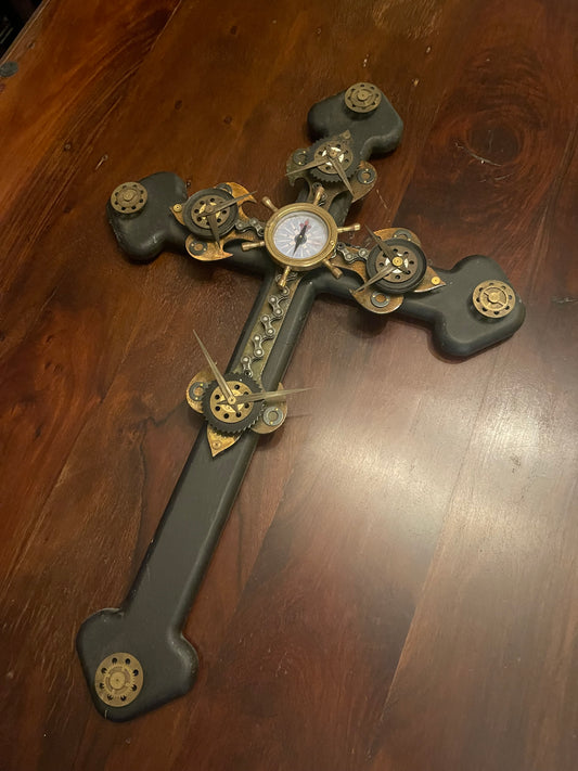 STEAMPUNK WALL CROSS Shrine of Hollywood Decor Treasures and Relics Wall Art