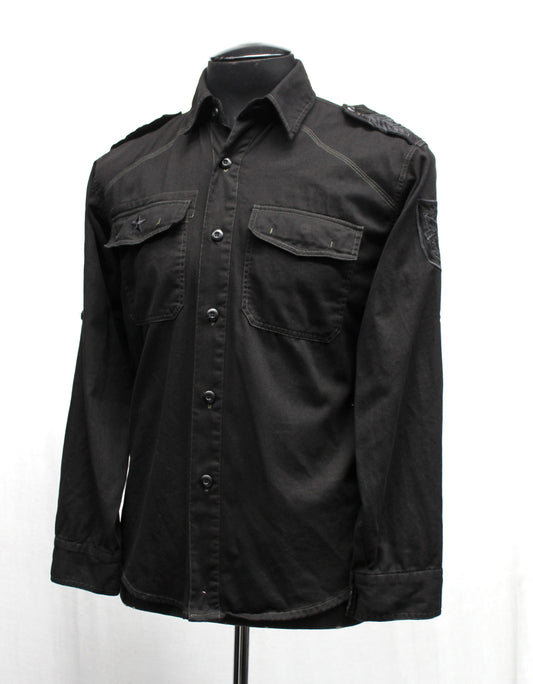 GUERRILLA ARMY SHIRT - BLACK ON BLACK Shrine of Hollywood shirt army black button up long sleeve Men's Shirts military underground work