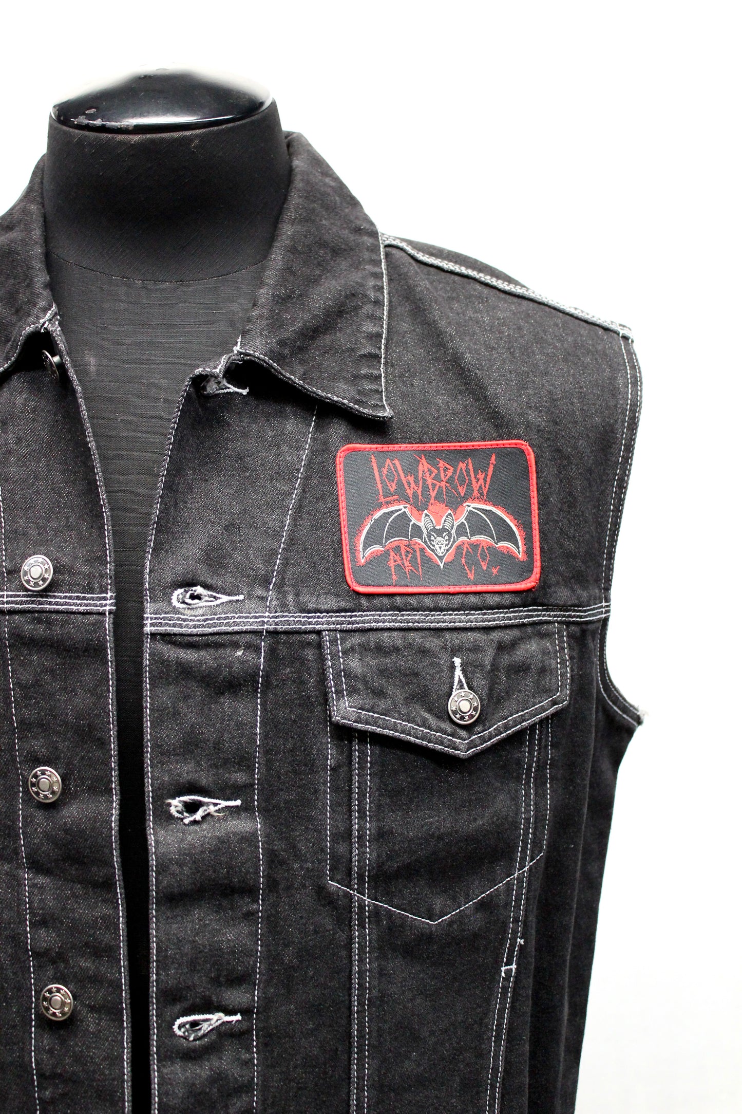 Shrine of Hollywood MOTORCYCLE DENIM VEST - INDIAN CHIEF SKULL PRINT Men's Vests