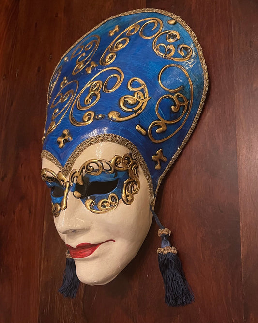 VENETIAN MASK - GLAMOUR - DARK BLUE EARRINGS Shrine of Hollywood Decor Treasures and Relics