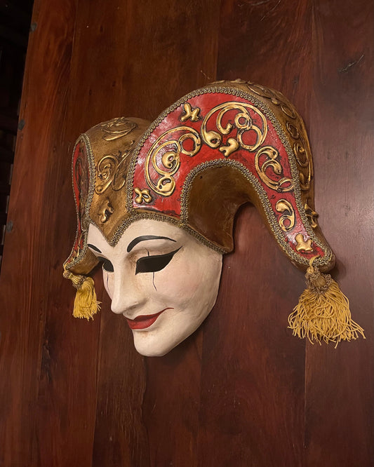 VENETIAN MASK - KING OF FOOLS - RED/GOLD Shrine of Hollywood Decor Treasures and Relics