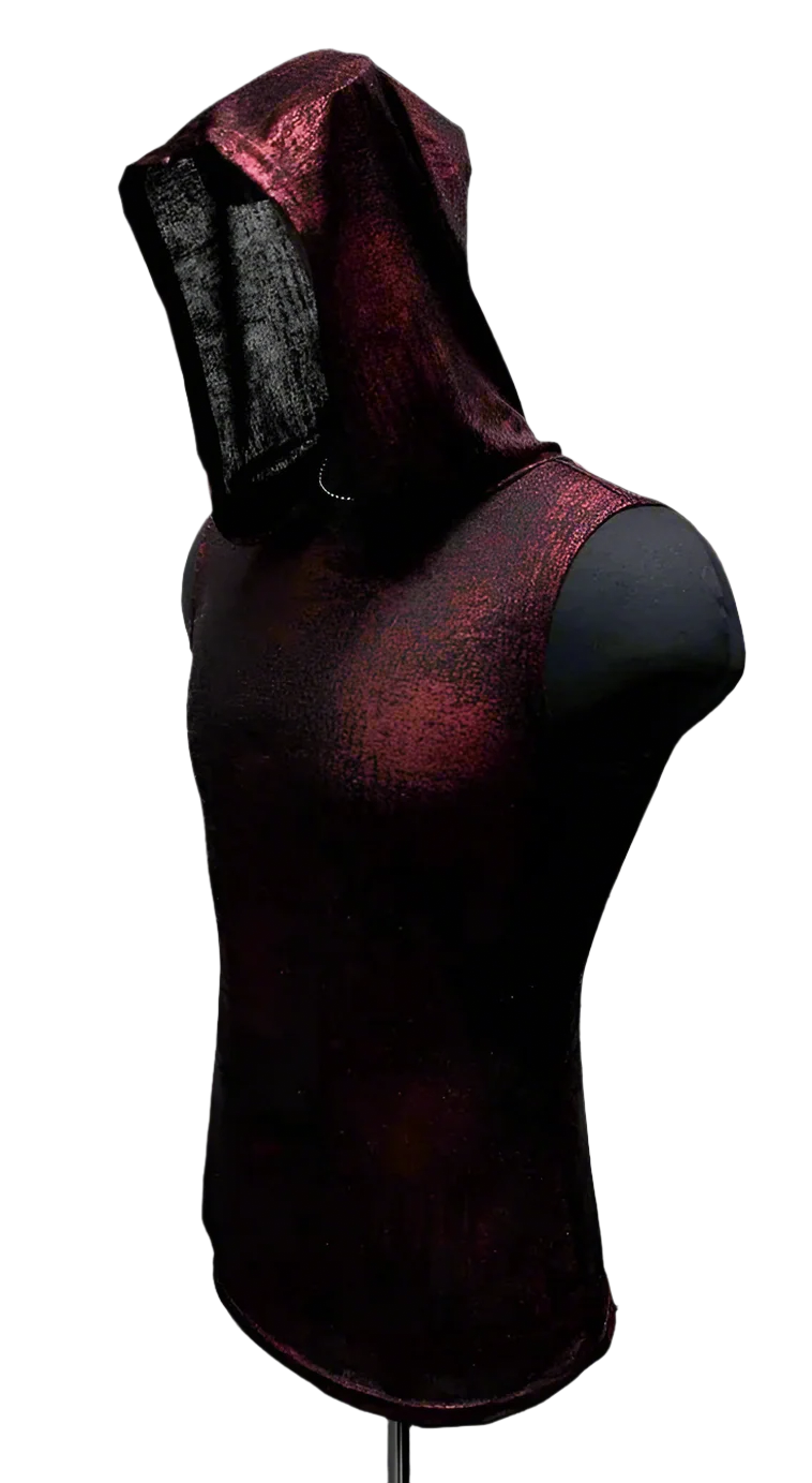 MEN'S HOODIE T - METALLIC RED Shrine of Hollywood shirt burning man cyber hoodie madmax Men's T-Shirts metallic neotropolis red sleeveless summer T-shirt