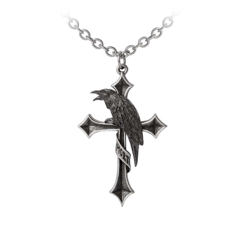 CRUS CORVIS NECKLACE Shrine of Hollywood NECKLACE Cross necklace Crow necklace Gothic Necklace Jewelry - Necklaces and Chokers