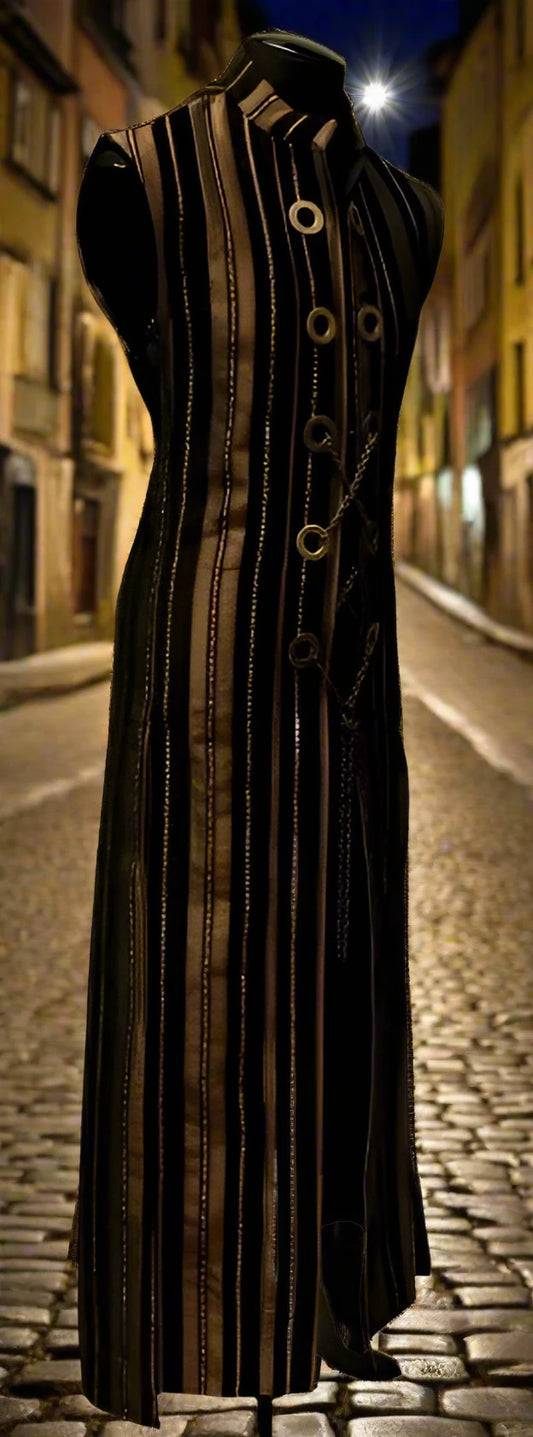 HELLRAISER W/ CHAIN - GOLD STRIPE TAPESTRY Shrine of Hollywood vest Men's Coats variant-option-placeholder