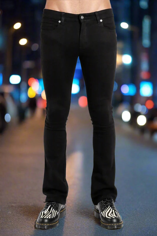 ROCKER JEANS - BOOT CUT - BLACK STRETCH DENIM Shrine of Hollywood pants Pants rocker jeans