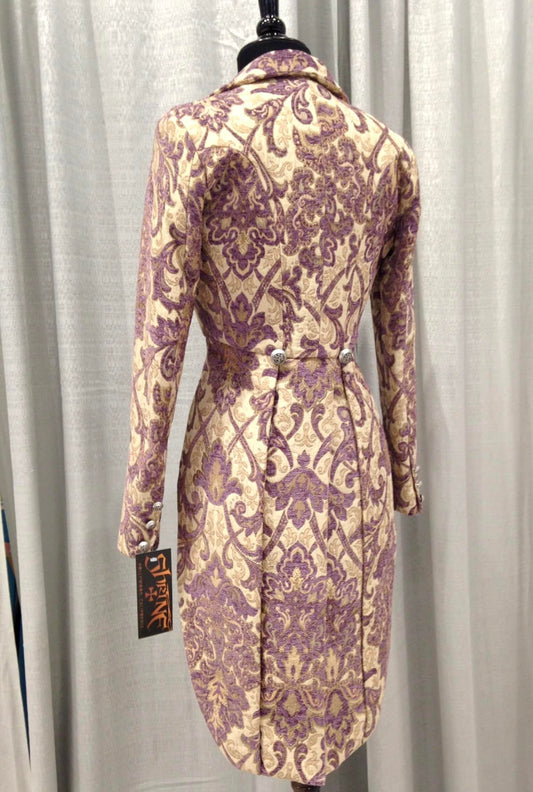 HARLEQUIN TAILCOAT - PURPLE/IVORY TAPESTRY Shrine of Hollywood coat Women's Coats Women's Jackets