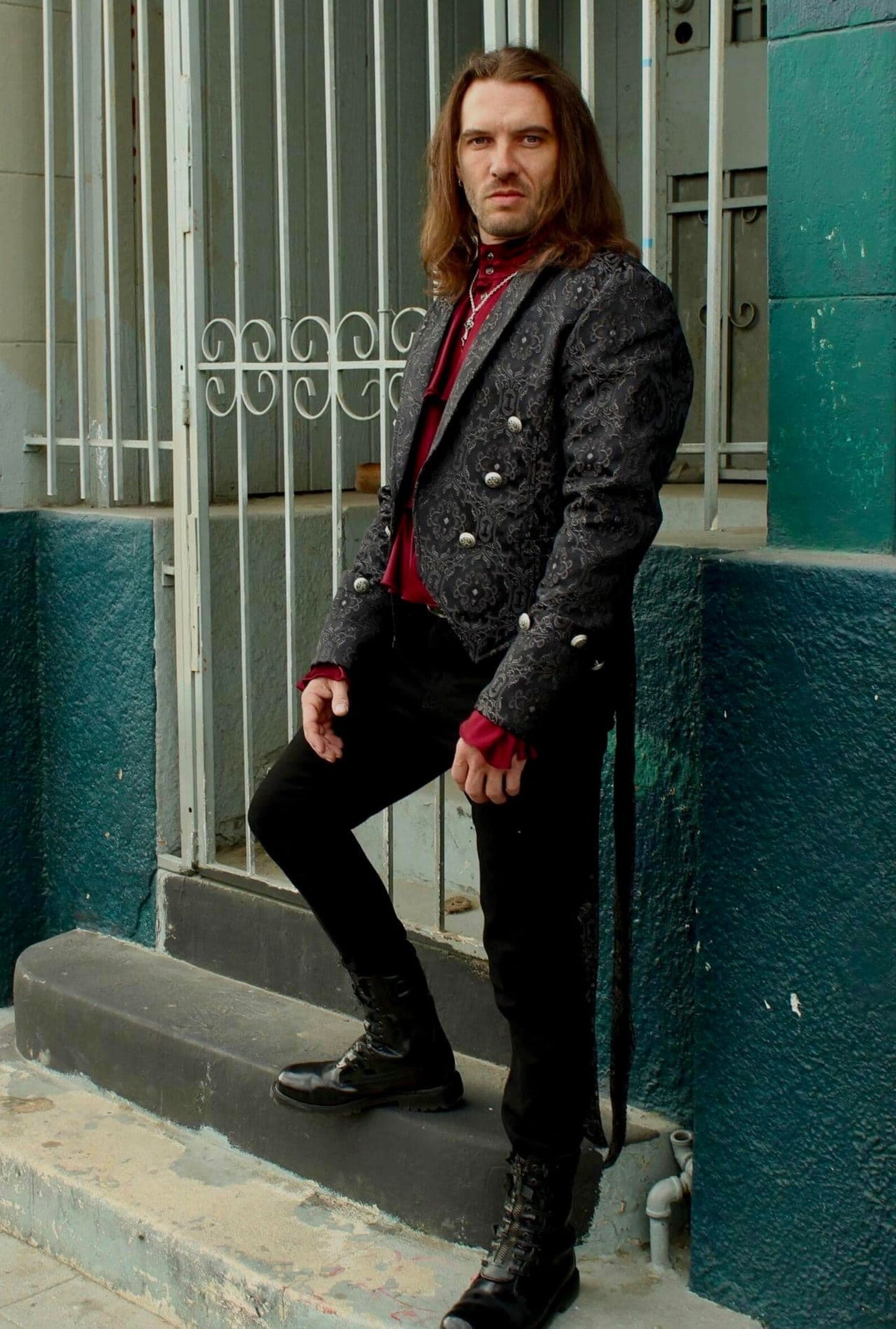 IMPERIAL TAILCOAT - BLACK EDWARDIAN BROCADE Shrine of Hollywood coat Men's Coats
